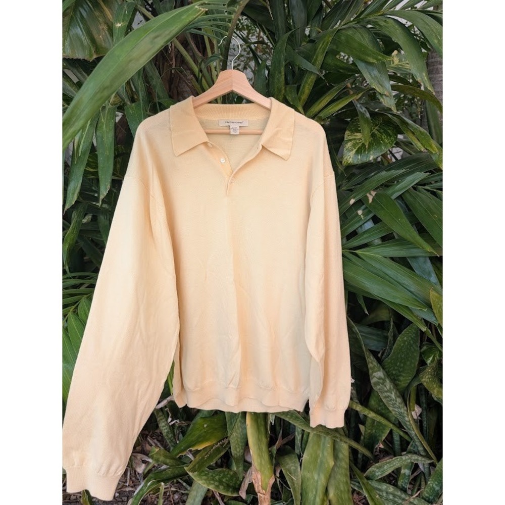Pronto Uomo 100% merino wool sweater 2XL T polo beige heritage one bag classy